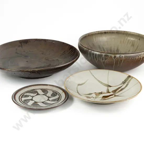 Two Large Japanese Stoneware Bowl And Two Japanese Plates