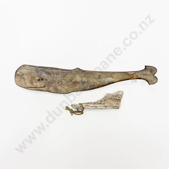 A Whale Bone Carving Of A Sperm Whale And A Section Of Whale Bone