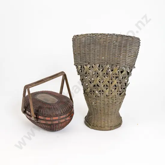 Two Japanese Meiji Period Metal Work Baskets
