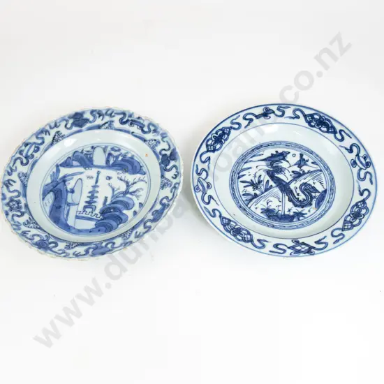 Two Blue And White Chinese Export Ware Plates