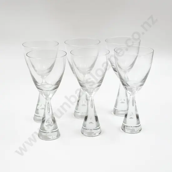 Set of Six Mid C20th Wine Glasses H.G Etched to Base