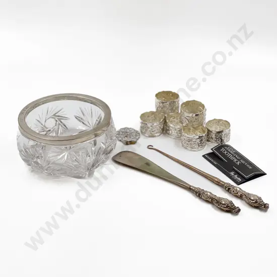 Qty of Assorted S/S and S/P Items in Crystal Bowl