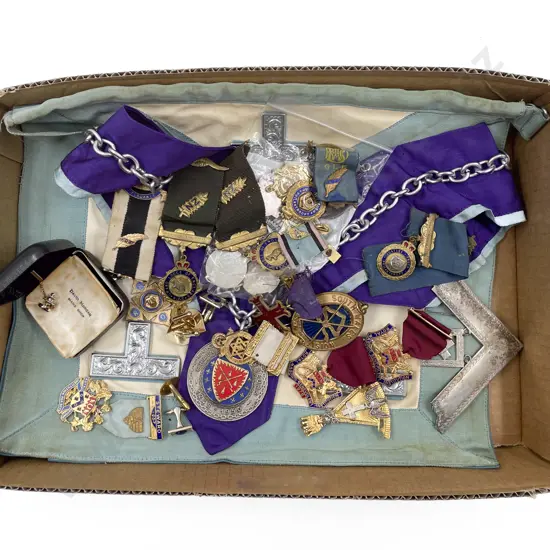 Collection Masonic Apron Ribbon Medals and Gear