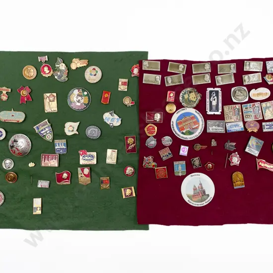 Collection Approximate 80 Cold War Period Soviet Union Badges and Pins