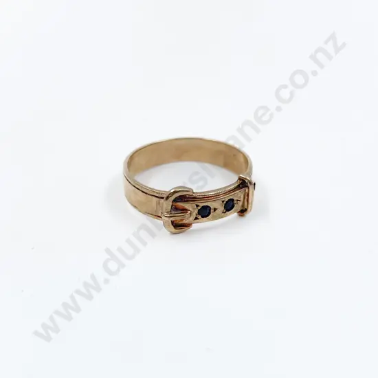 9ct Garnet Belt Buckle Band Ring