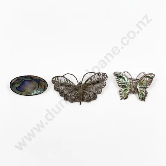 NZ Ataahua S/S Paua Butterfly Brooch Other and Butterfly Filigree Brooch