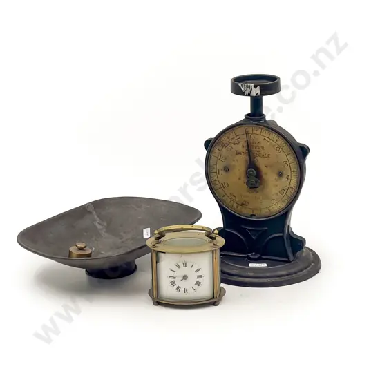 Carriage Clock (AF) & Vintage Salter Scale