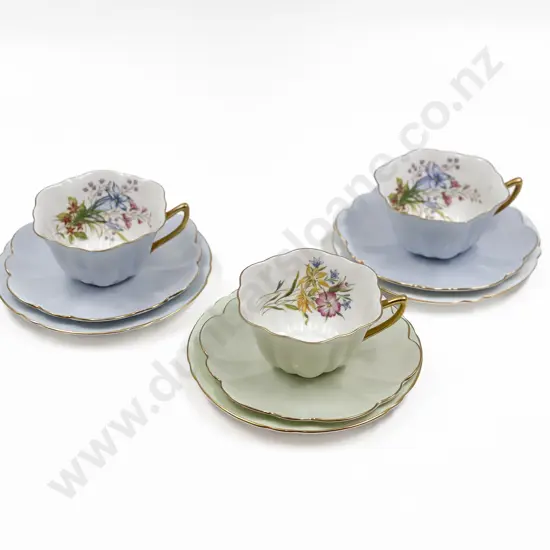 Three Shelley Fancy China Trios