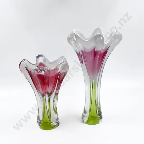 Graduated Pair of Murano Glass Vases