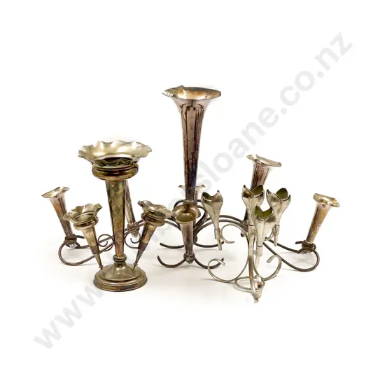 Three Assorted Plated Epergnes