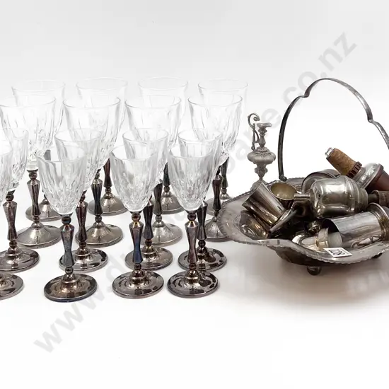 Qty of Assorted Vintage Drinking Ware together with S/P Stemmed Wine Glasses
