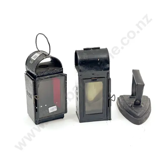 Vintage LMS Railway Lantern another and Flat Iron
