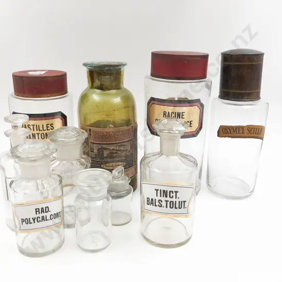 Qty of Assorted Glass Chemist Bottles