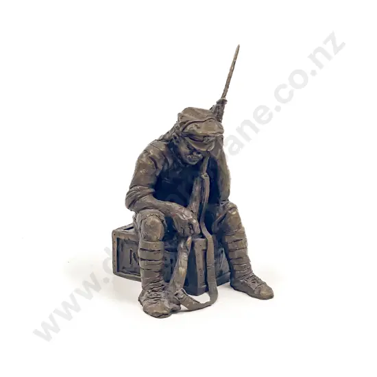 Bronze Figure of Soldier Signed M.G