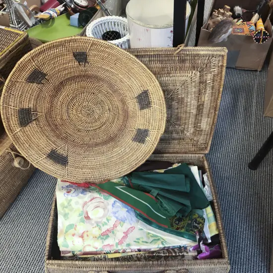 Qty of Assorted Fabrics and Material in Woven Briefcase etc *PHOTO CHANGE