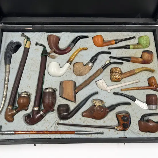 Cased Set of Nineteen  Assorted Vintage Smoking Pipes