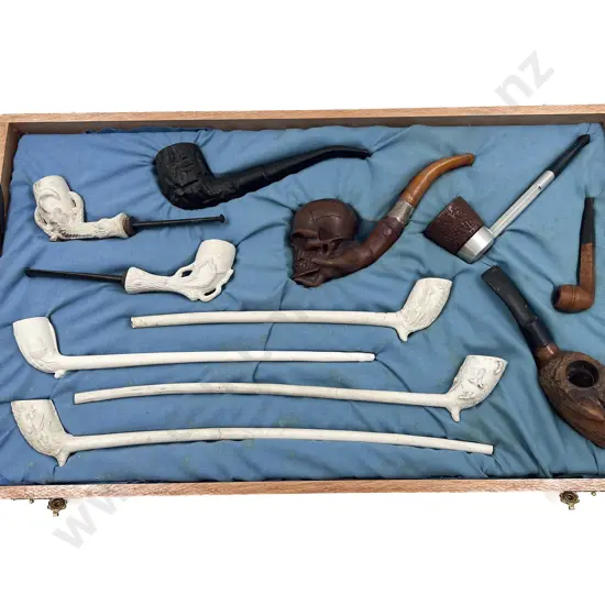 Cased Set of Eleven Assorted Vintage Smoking Pipes