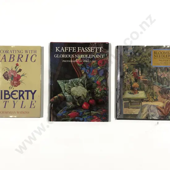 Three Assorted Needle Point and Fabric Reference Volumes