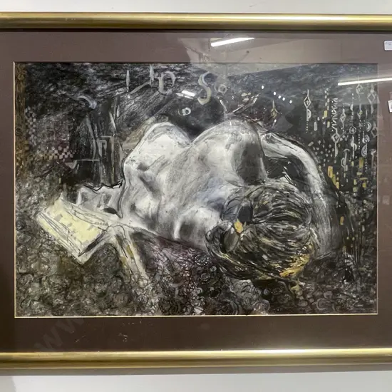 Anna Pascoe Abstract Figural Study Mixed Media on Paper