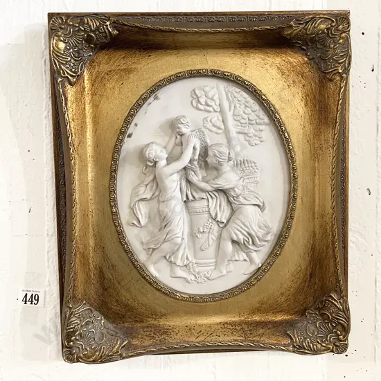 Gilt Framed Relief Moulded Ceramic Wall Plaque