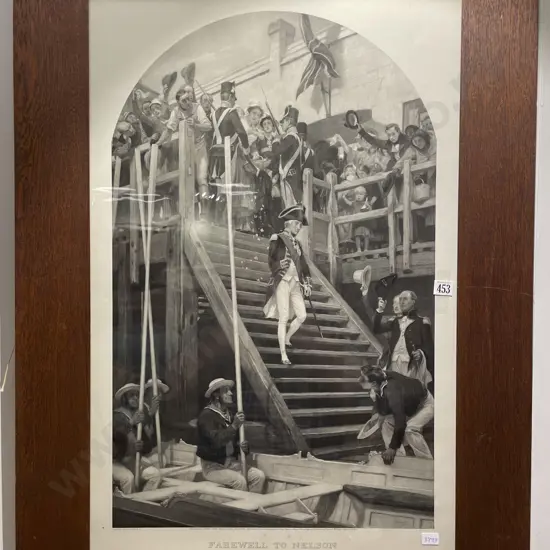 Large Oak Framed Vintage Print "Farewell to Nelson"