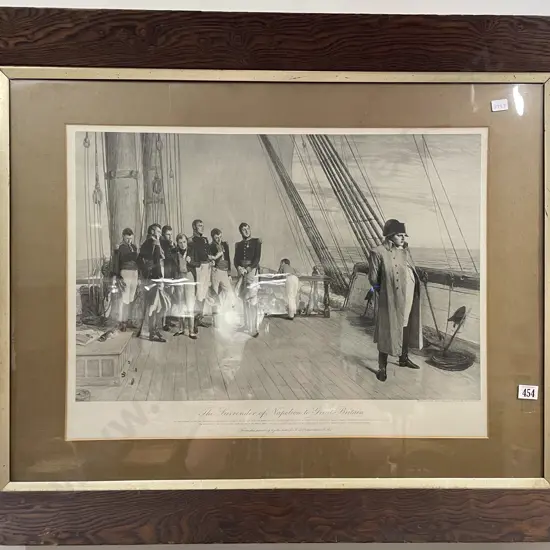 Large Oak Framed Print "Surrender of Napoleon to Great Britain"