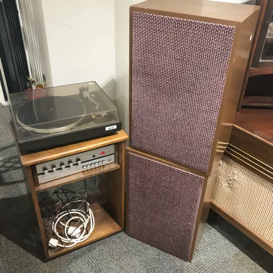 Vintage Stereo System with Speakers and AKAI Turn Table