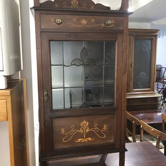 Edwardian Inlaid Music Cabinet with LED Light Panel Door