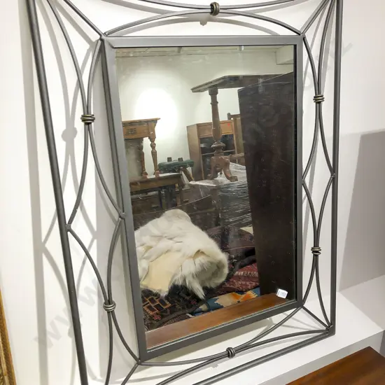 Modern Wrought Metal Framed Wall Mirror