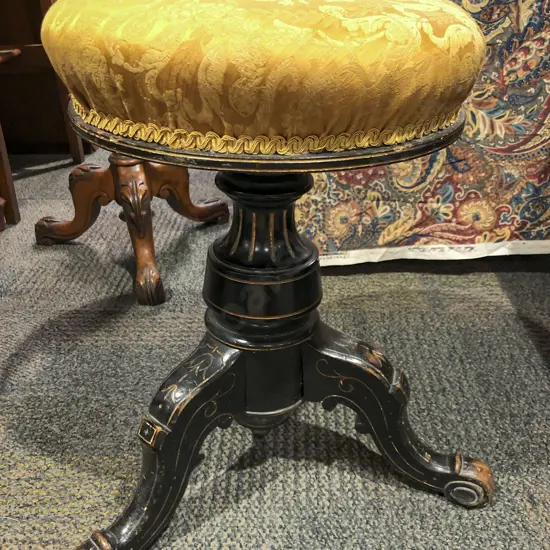 Ebonised Tripod Based Swivel Piano Stool