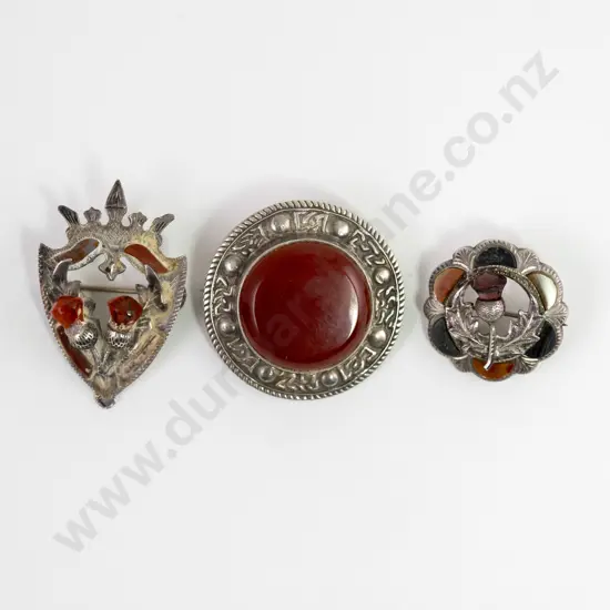 Three S/S Scottish Pebble Brooches