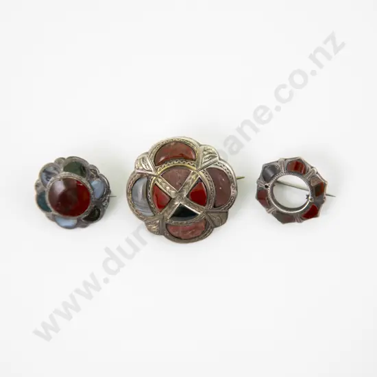 Three Scottish S/S Hardstone Brooches