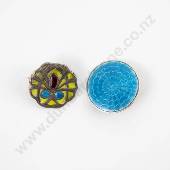 Art Nouveau S/S and Enamel Brooch with Edwardian Brooch