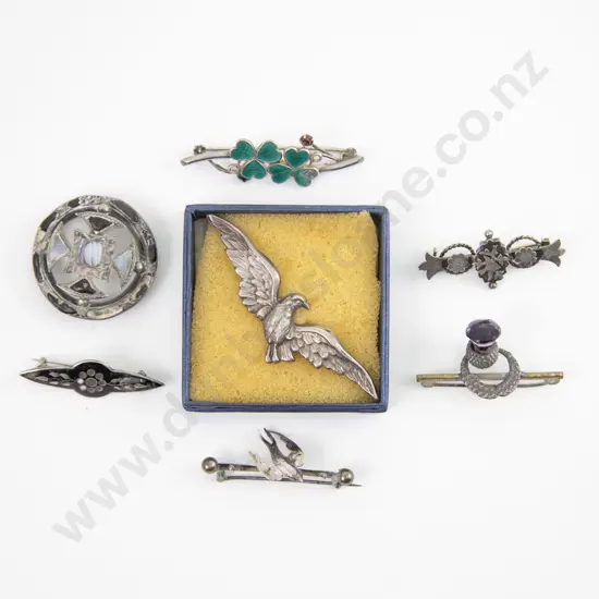 Two Victorian S/S Scottish Brooches with Five Others