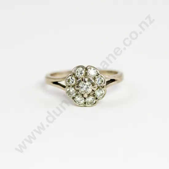 18ct Nine Stone Diamond Floret Cluster Ring