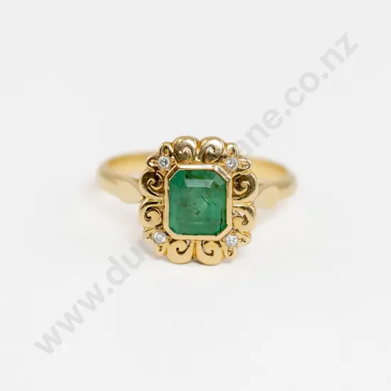 18ct Five Stone Emerald and Diamond Dress Ring