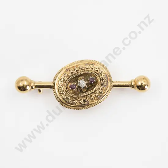 Silver Gilt Target Bar Brooch