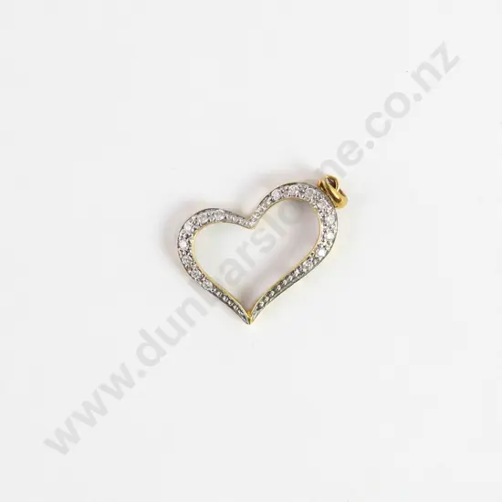 9ct 15Stone Diamond Heart Pendant