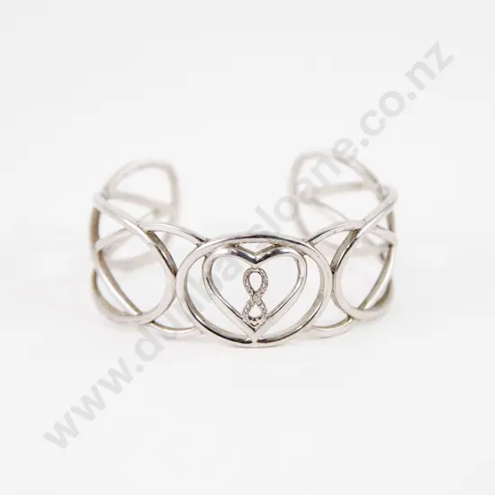 S/S 17Stone Diamond Infinity Symbol Cuff Bangle
