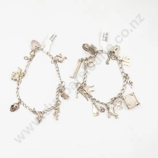 Two S/S Curb Link Charm Bracelets