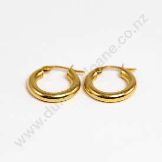 Pair 9ct Plain Hoop Earrings