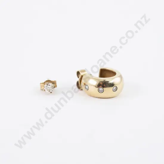 9ct and Diamond Odd Earrings