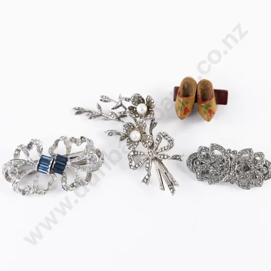 S/S Pearl and Marcasite Spray Brooch