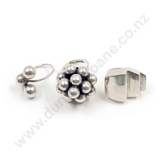 .925 Mexican Silver Dress Ring with Two Others