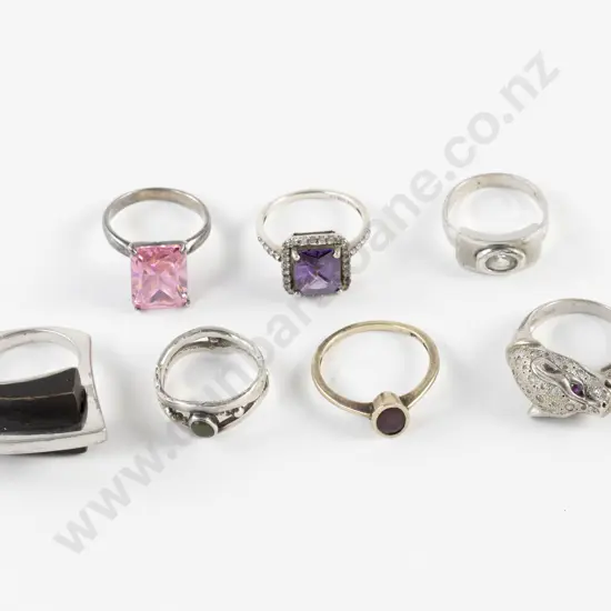 Collection of Seven Sterling Silver Rings