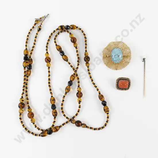 Art Deco 14ct Pearl and Diamond Stick Pin Brooch