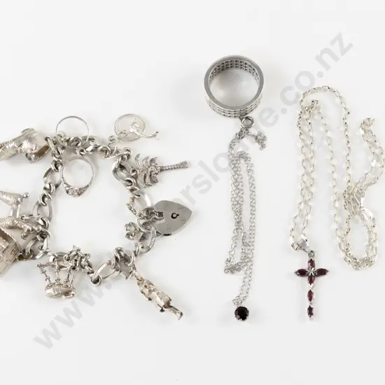 S/S Mixed Curb Link Charm Bracelet