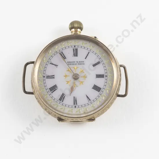 Shaw & Sons 14ct Engraved Open Face Lever Wind Pocket Watch
