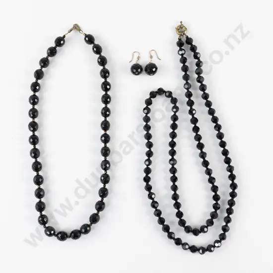 Single Strand Crystal Bead Necklace and Pair Earrings