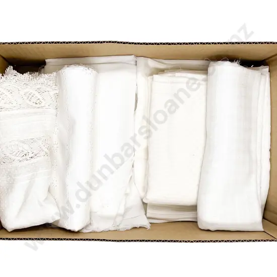 Collection Vintage Mainly White Cotton Material Remnants